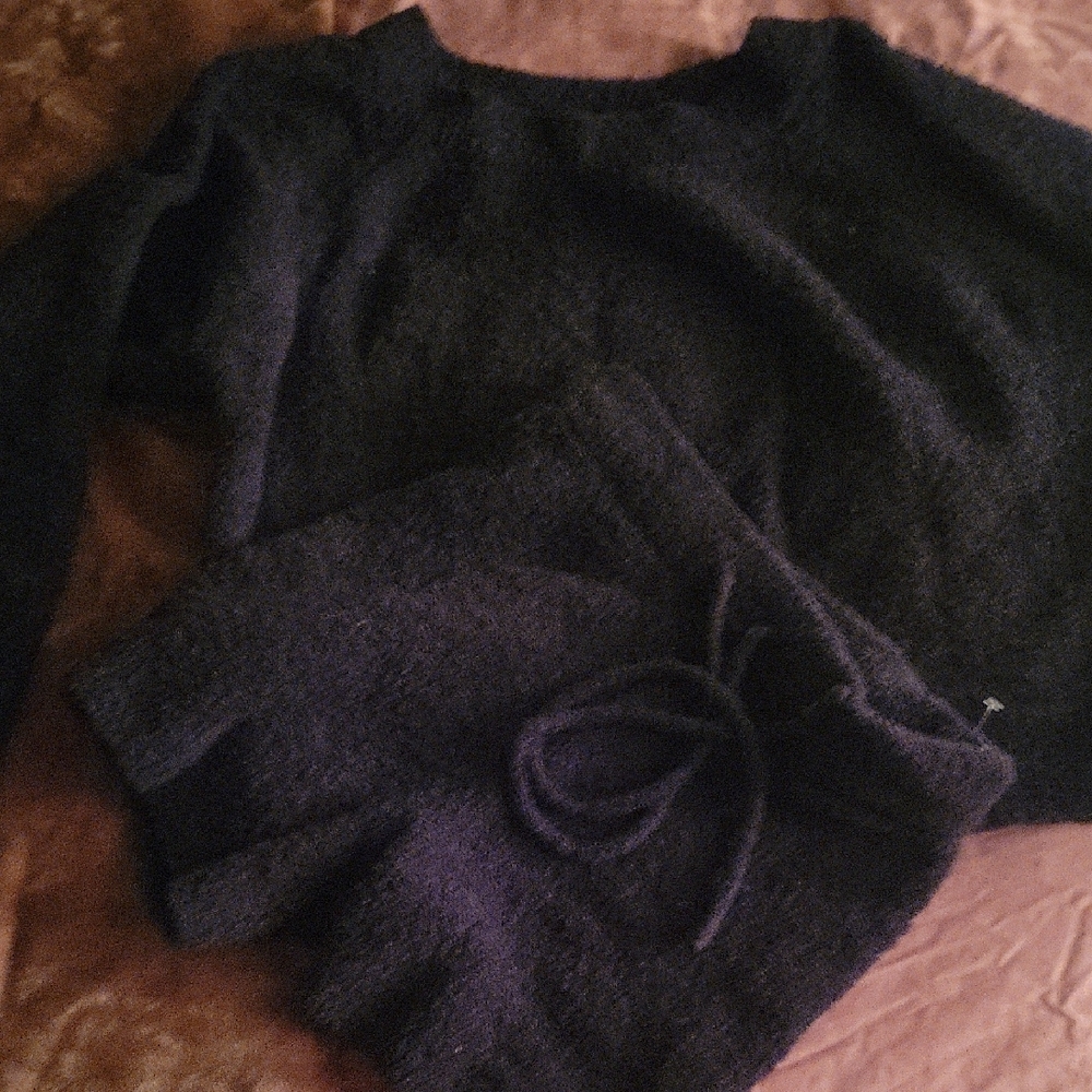 Victoria Secrets Cozy Black Knit Short And Top Lounge Set